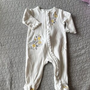 Little Me White and Yellow Floral Kids Footie